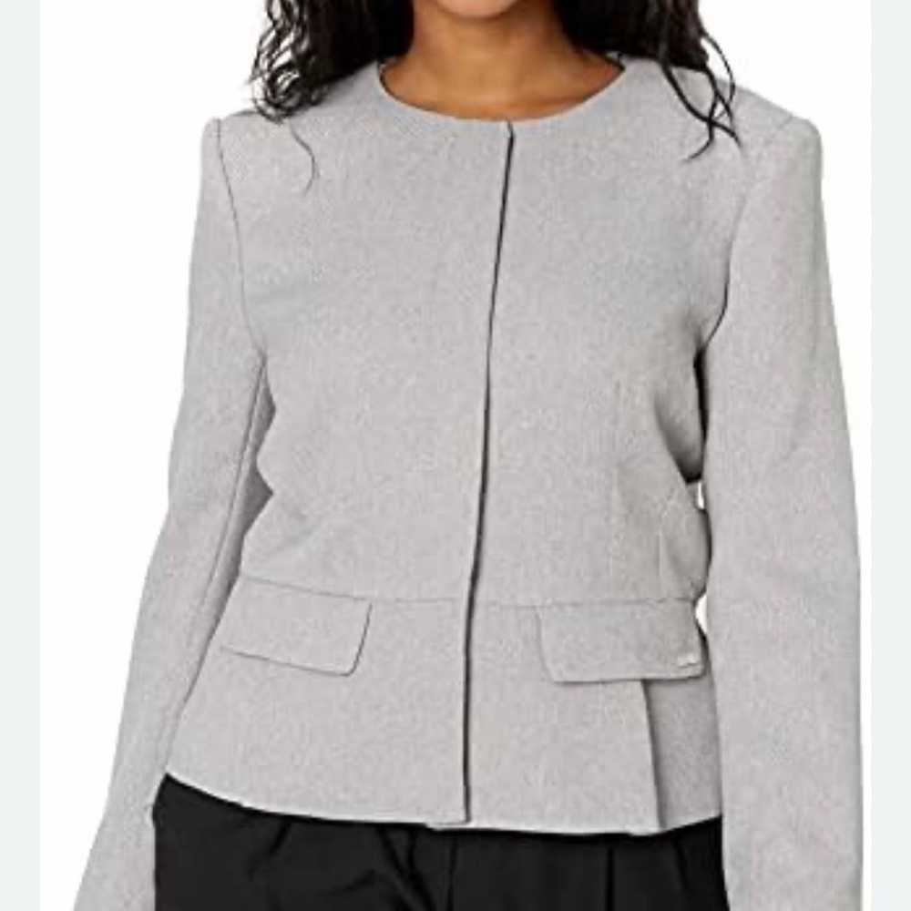 Ann Taylor light gray hidden button blazer